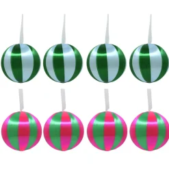 Discount Pack de 4 boules 10cm strie rose Décoration De Sapin