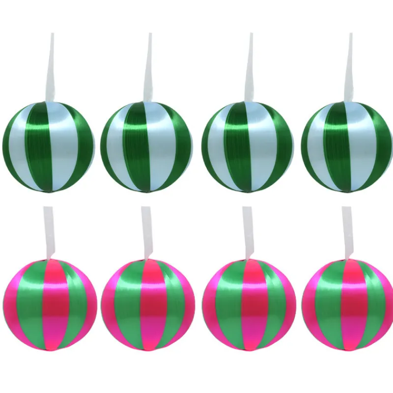 Discount Pack de 4 boules 10cm strie rose Décoration De Sapin