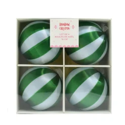 Discount Pack de 4 boules 10cm strie rose Décoration De Sapin
