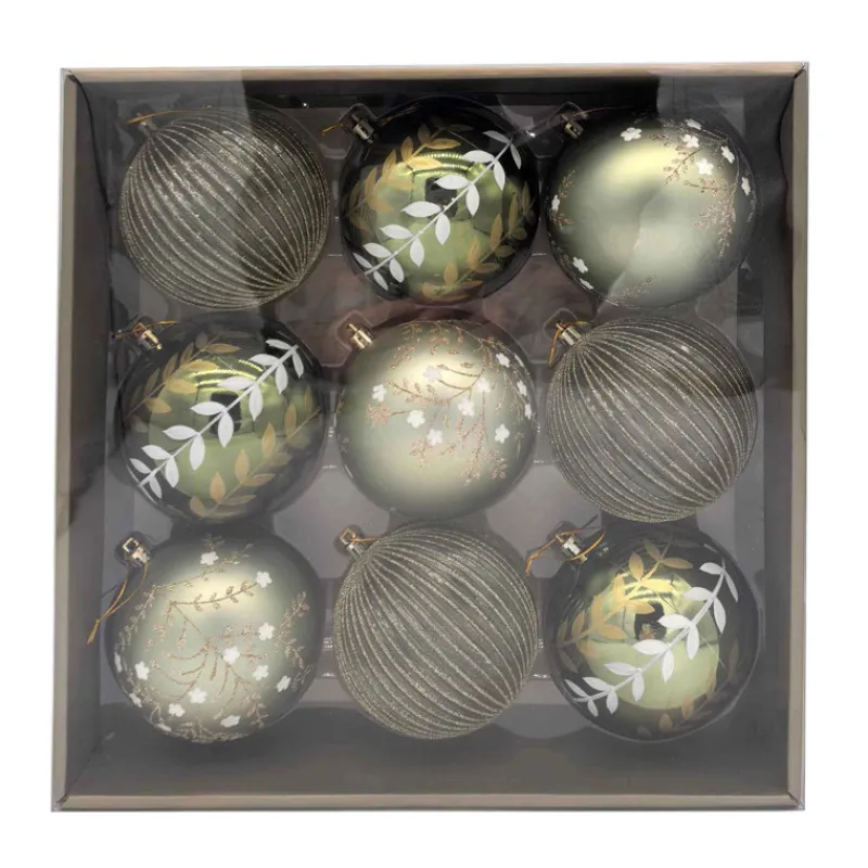 Pack de 9 boules 10cm vert Décoration De Sapin