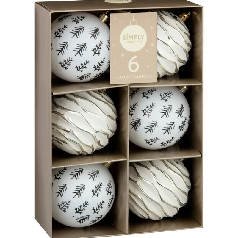 Outlet Pack de 6 boules lux blanc et do Décoration De Sapin