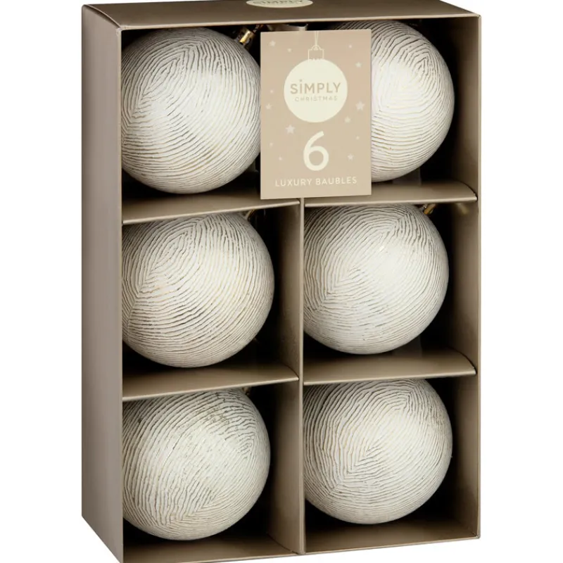 Outlet Pack de 6 boules lux blanc et do Décoration De Sapin