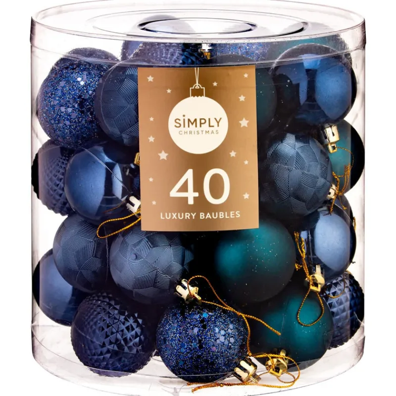 Online Pack de 40 boules 50mm bleu nuit Décoration De Sapin
