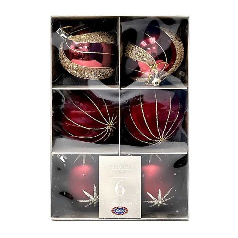 Best Pack de 6 boules 80mm rouge Décoration De Sapin