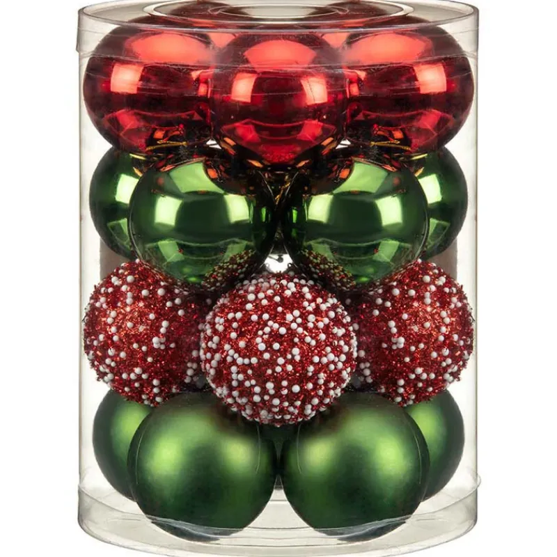 Hot Pack de 20 boules 60mm vert et r Décoration De Sapin