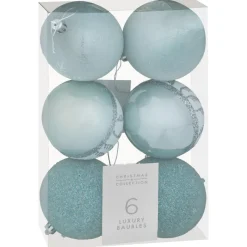 Discount Pack de 6 boules noel luxe bleu Décoration De Sapin