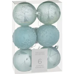 Discount Pack de 6 boules noel luxe bleu Décoration De Sapin