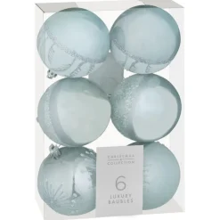 Discount Pack de 6 boules noel luxe bleu Décoration De Sapin