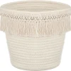 Discount Panier blanc casse avec franges Rangement Décoratif