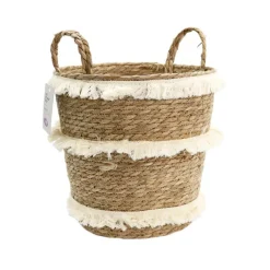 Clearance Panier raye a franges Rangement Décoratif