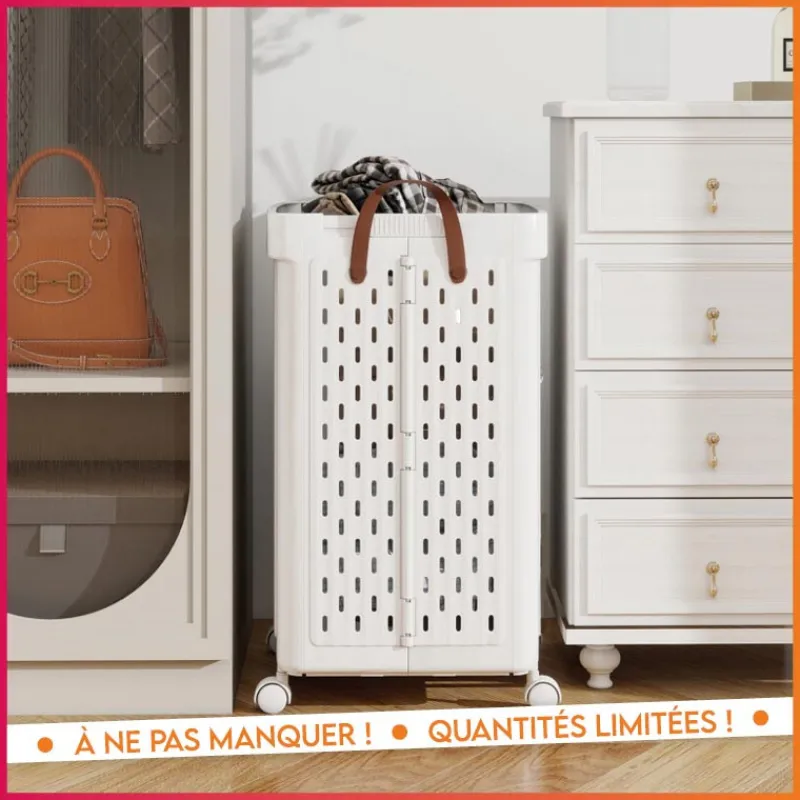 Discount Paniere a linge a roulettes 67l Linge·Accessoire