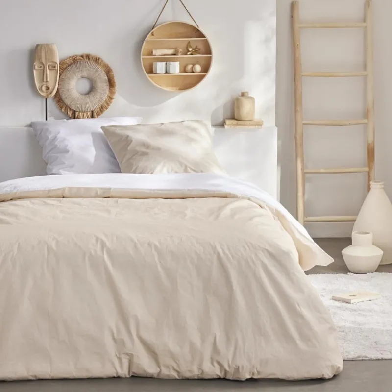 Online Parure bicolore 140x200 blanc be Linge De Lit·Parure De Lit, Housse De Couette