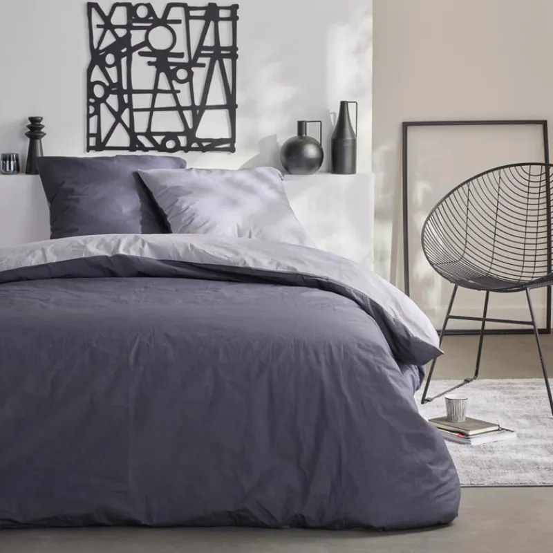 Online Parure bicolore 240x220 gris Linge De Lit·Parure De Lit, Housse De Couette