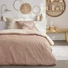 New Parure bicolore 240x220 taupe Linge De Lit·Parure De Lit, Housse De Couette