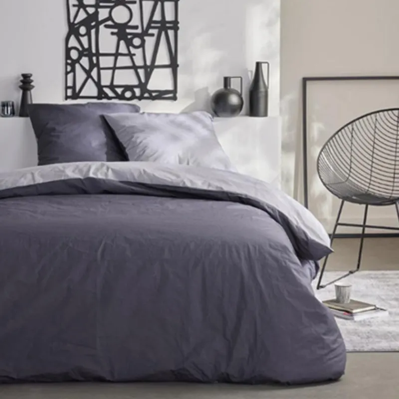 Best Parure 200x200 bicolore gris Linge De Lit·Parure De Lit, Housse De Couette