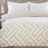 Discount Parure 200x200 geo beige piping Linge De Lit·Parure De Lit, Housse De Couette