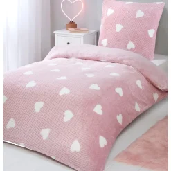 Outlet Parure 140x200 polaire coeurs Linge De Lit·Parure De Lit, Housse De Couette