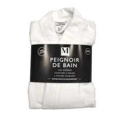 Peignoir velours eponge s/m blan Linge De Toilette, Plage·Peignoir