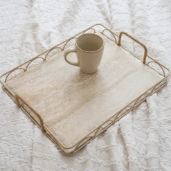 Plateau effet marbre bord feston Objet Décoratif
