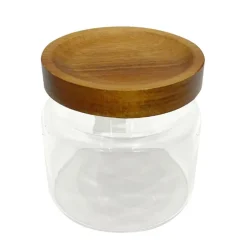 Online Pot en verre couvercle acacia Accessoire Salle De Bain