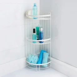 Sale Rangement d'angle 3 niveaux gris Accessoire Salle De Bain