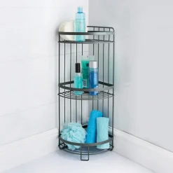Sale Rangement d'angle 3 niveaux gris Accessoire Salle De Bain