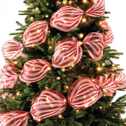 Discount Rouleau de tissu rouge et blanc Décoration De Sapin