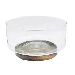 Discount Saladier en verre et acacia 23cm Vaisselle, Art De La Table·Assiette, Service
