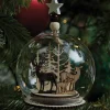 Scene de noel en bois en verre l Décoration De Sapin