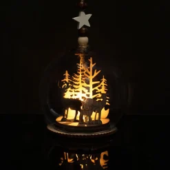 Scene de noel en bois en verre l Décoration De Sapin