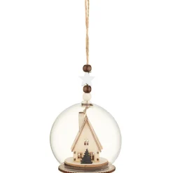 Scene de noel en bois en verre l Décoration De Sapin