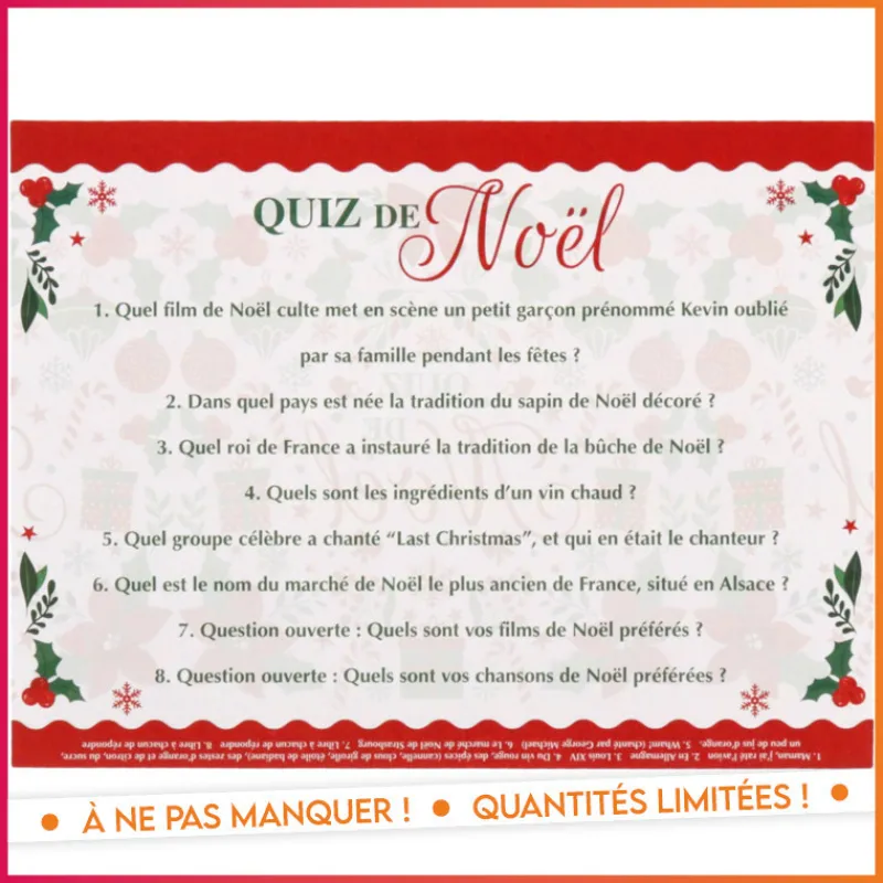 New Serviette quiz de noel 40x40 x20 Vaisselle Jetable