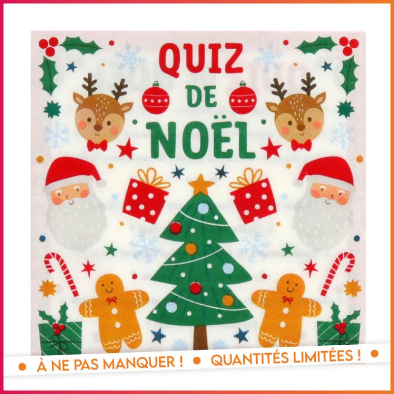 Best Serviette quiz de noel 33x33cm x Vaisselle Jetable