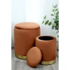 Outlet Set 2 poufs velours moka Rangement Décoratif
