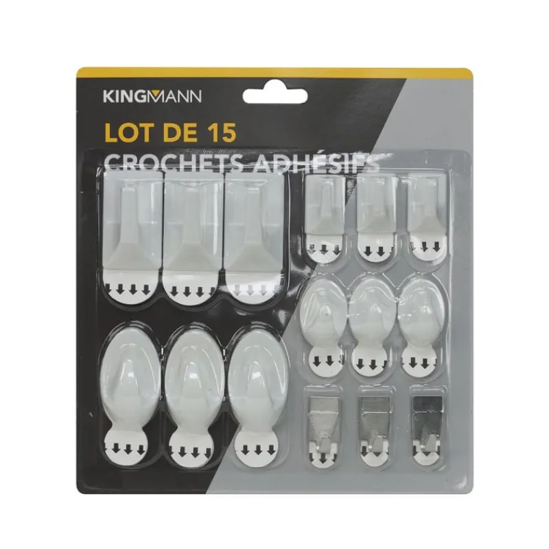 Hot Set de 15 crochets adhesifs Quincaillerie