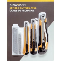 Set de 3 cutters + 20 lames Outillage, Accessoire