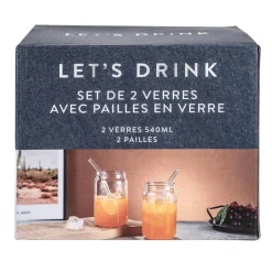 Online Set de 2 verres 540ml + paille Vaisselle, Art De La Table·Bouteille, Carafe