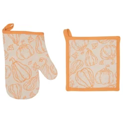 Set manique et gant ochre/ecru Linge De Table, Cuisine·Tablier, Gant, Manique