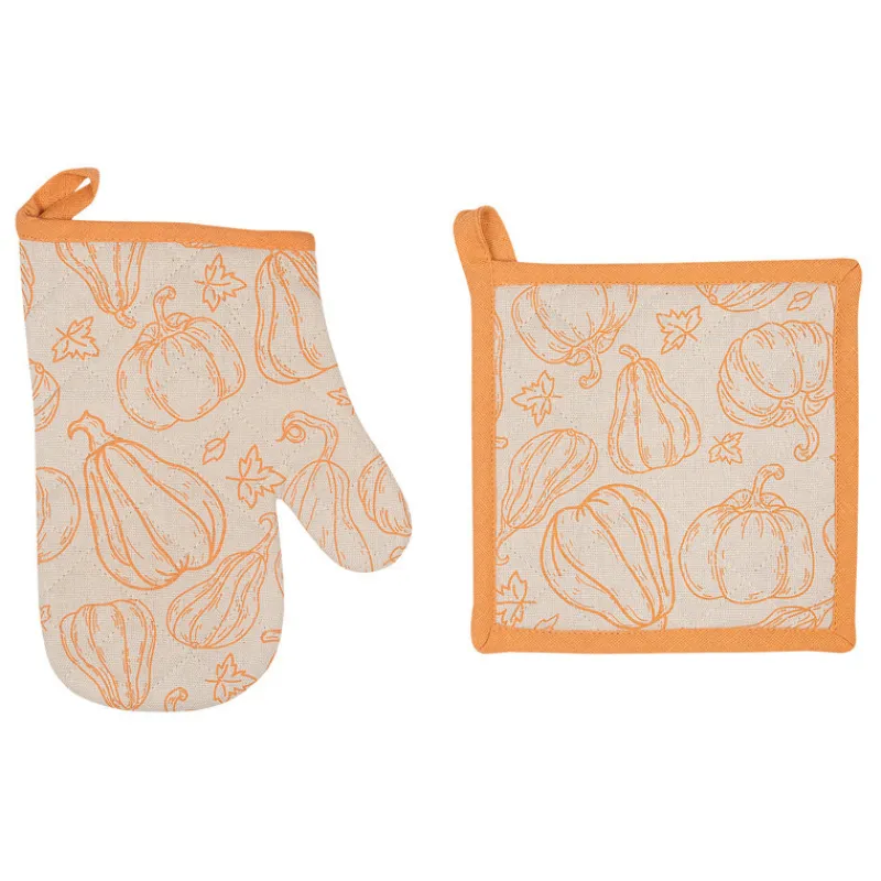 Set manique et gant ochre/ecru Linge De Table, Cuisine·Tablier, Gant, Manique
