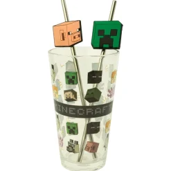 Clearance Set verre + 2 pailles minecraft Cadeau Licence