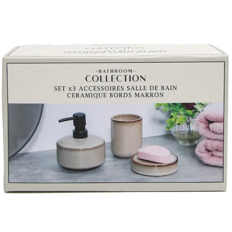 Hot Set x3 accessoires sdb ceramique Accessoire Salle De Bain