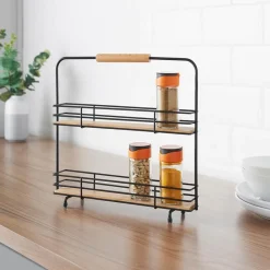 Support epice metal noir bambou Ustensiles, Accessoire De Cuisine