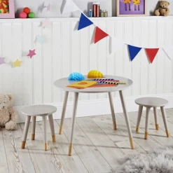 New Table ronde + 2 tabourets creme Enfant Mobilier|Mobilier Enfant