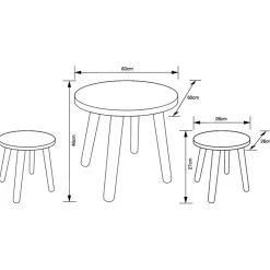 New Table ronde + 2 tabourets creme Enfant Mobilier|Mobilier Enfant