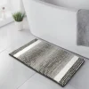 New Tapis de bain chenille gris blan Linge De Toilette, Plage·Tapis De Bain