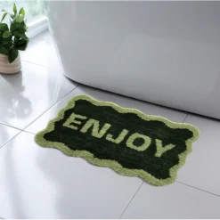 New Tapis de bain enjoy vert Linge De Toilette, Plage·Tapis De Bain