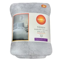 Teddy 240x220 argent Linge De Lit·Parure De Lit, Housse De Couette