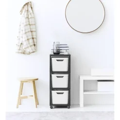 Sale Tour desserte 3 niveaux blanche Rangement