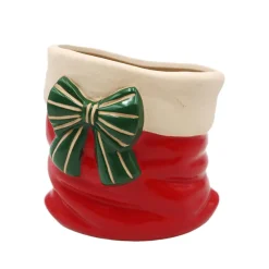Hot Vase sac de noel avec nAud h15cm Décoration