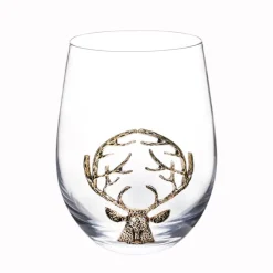 New Verre avec cerf en metal incrust Vaisselle, Art De La Table·Verre